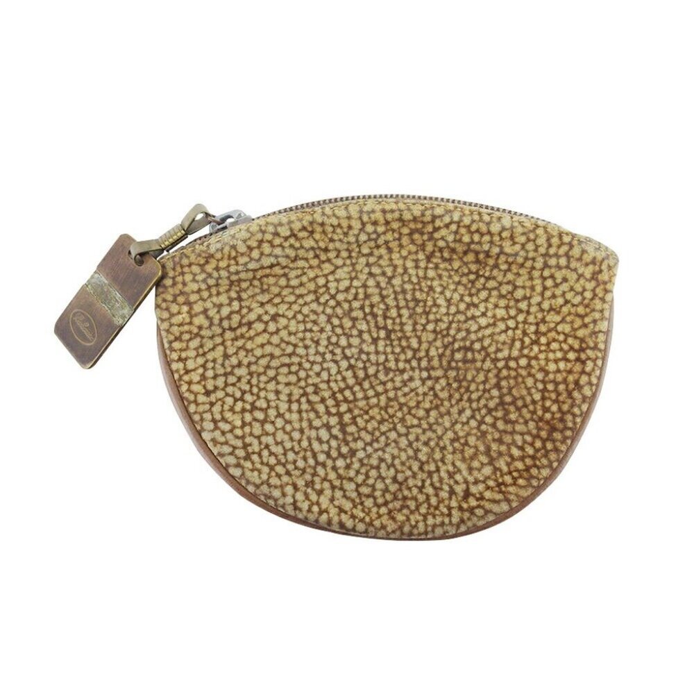BORBONESE Pouch Flying Pattern Beige Suede x Leather Authentic USED T21225
